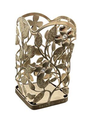 Bath & Body Works Glitter Flower Metal Holder 4.5" x 3" For Makeup Brushes